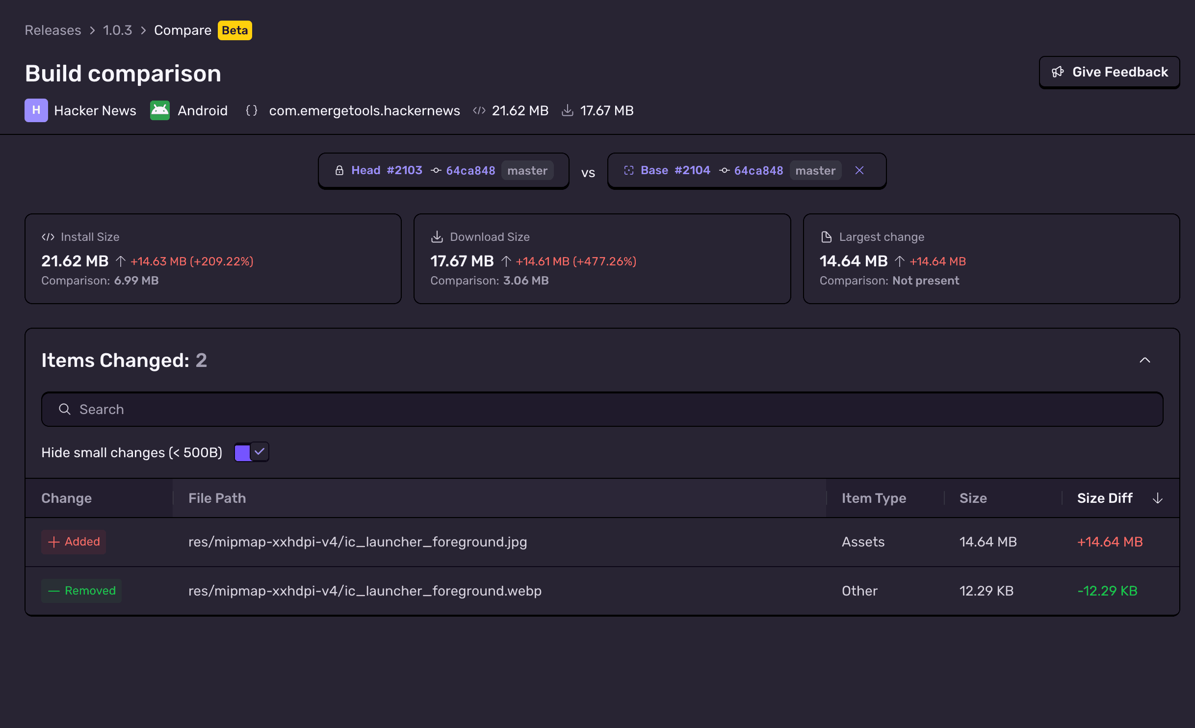 Build comparison screenshot placeholder